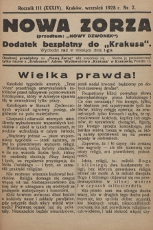 Nowa Zorza : (przedtem „Nowy Dzwonek”) : dodatek bezpłatny do „Krakusa”. 1928, nr 7
