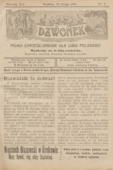 Nowy Dzwonek : pismo chrześcijańskie dla ludu polskiego. 1911, nr 7