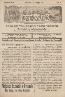 Nowy Dzwonek : pismo chrześcijańskie dla ludu polskiego. 1911, nr 8