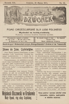 Nowy Dzwonek : pismo chrześcijańskie dla ludu polskiego. 1911, nr 13