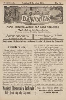 Nowy Dzwonek : pismo chrześcijańskie dla ludu polskiego. 1911, nr 17