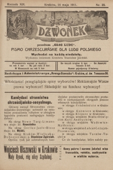 Nowy Dzwonek : przedtem „Głos Ludu” : pismo chrześcijańskie dla ludu polskiego. 1911, nr 20