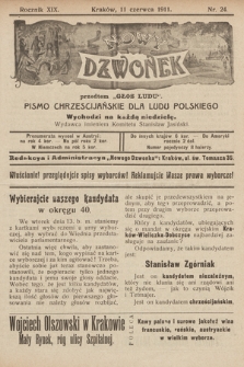 Nowy Dzwonek : przedtem „Głos Ludu” : pismo chrześcijańskie dla ludu polskiego. 1911, nr 24