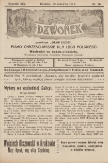 Nowy Dzwonek : przedtem „Głos Ludu” : pismo chrześcijańskie dla ludu polskiego. 1911, nr 26