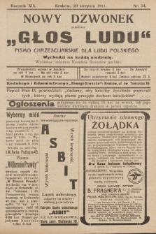 Nowy Dzwonek : przedtem „Głos Ludu” : pismo chrześcijańskie dla ludu polskiego. 1911, nr 34