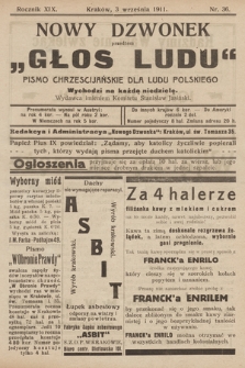 Nowy Dzwonek : przedtem „Głos Ludu” : pismo chrześcijańskie dla ludu polskiego. 1911, nr 36