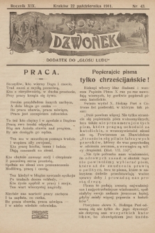 Nowy Dzwonek : dodatek do „Głosu Ludu”. 1911, nr 43