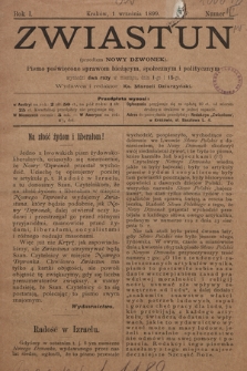 Zwiastun : (przedtem Nowy Dzwonek) : pismo poświęcone sprawom bieżącym, społecznym i politycznym. 1899, nr 1