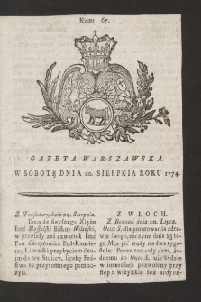 Gazeta Warszawska. 1774, nr 67