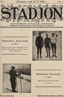 Stadjon : ilustrowany tygodnik sportowy poświęcony sprawom sportu i przysposobienia wojskowego. 1924, nr 9