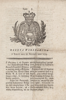 Gazeta Warszawska. 1775, nr 8