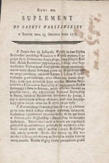 Gazeta Warszawska. 1775, nr 102 (suplement)
