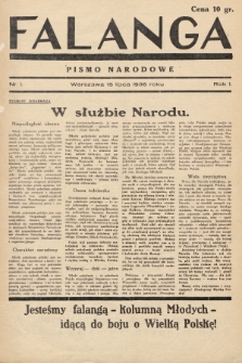 Falanga : pismo narodowe. 1936, nr 1