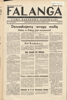 Falanga : pismo narodowo-radykalne. 1938, nr 10 (90)