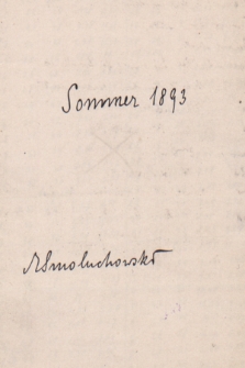 Dziennik Mariana Smoluchowskiego od 20 lipca do 8 sierpnia 1893 r.