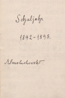 Dziennik Mariana Smoluchowskiego od 4 października 1892 r. do 23 czerwca 1893 r.