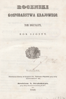 Roczniki Gospodarstwa Krajowego. 1848, t. 12, nr [1]