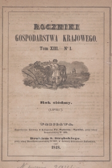 Roczniki Gospodarstwa Krajowego. 1848, t. 13, nr 1