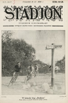 Stadjon : tygodnik ilustrowany poświęcony sprawom sportu i przysposobienia wojskowego. 1926, nr 37