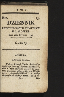 Dziennik Patryotycznych Politykow we Lwowie. 1795, nr 23