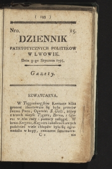 Dziennik Patryotycznych Politykow we Lwowie. 1795, nr 25