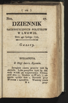 Dziennik Patryotycznych Politykow we Lwowie. 1795, nr 27