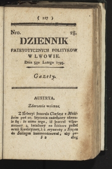 Dziennik Patryotycznych Politykow we Lwowie. 1795, nr 28