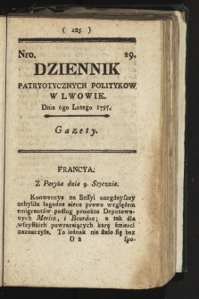 Dziennik Patryotycznych Politykow we Lwowie. 1795, nr 29