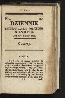Dziennik Patryotycznych Politykow we Lwowie. 1795, nr 30