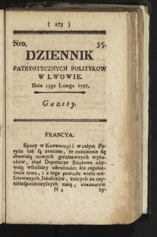 Dziennik Patryotycznych Politykow we Lwowie. 1795, nr 35