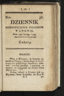 Dziennik Patryotycznych Politykow we Lwowie. 1795, nr 36