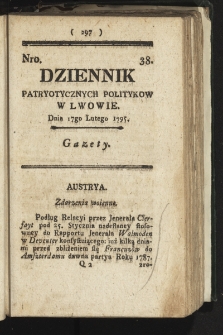 Dziennik Patryotycznych Politykow we Lwowie. 1795, nr 38