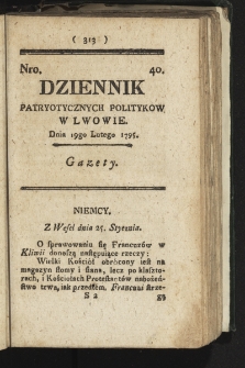 Dziennik Patryotycznych Politykow we Lwowie. 1795, nr 40