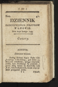 Dziennik Patryotycznych Politykow we Lwowie. 1795, nr 41