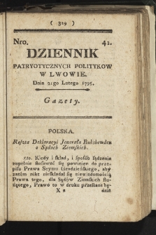 Dziennik Patryotycznych Politykow we Lwowie. 1795, nr 42