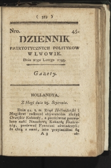 Dziennik Patryotycznych Politykow we Lwowie. 1795, nr 45