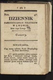 Dziennik Patryotycznych Politykow we Lwowie. 1795, nr 47