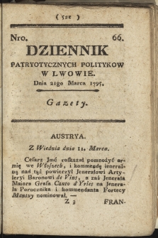 Dziennik Patryotycznych Politykow we Lwowie. 1795, nr 66