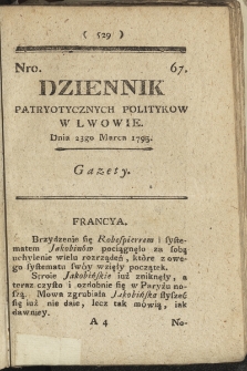 Dziennik Patryotycznych Politykow we Lwowie. 1795, nr 67