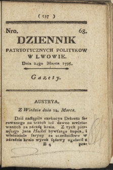 Dziennik Patryotycznych Politykow we Lwowie. 1795, nr 68