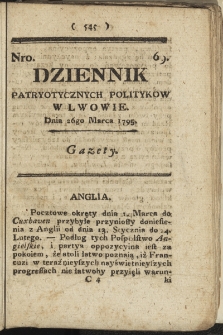 Dziennik Patryotycznych Politykow we Lwowie. 1795, nr 69