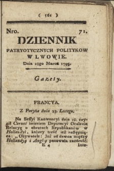 Dziennik Patryotycznych Politykow we Lwowie. 1795, nr 71