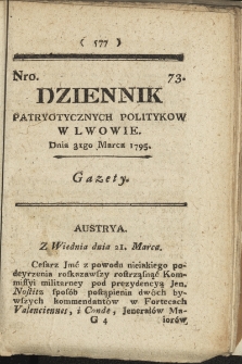 Dziennik Patryotycznych Politykow we Lwowie. 1795, nr 73