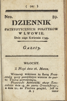 Dziennik Patryotycznych Politykow we Lwowie. 1795, nr 89