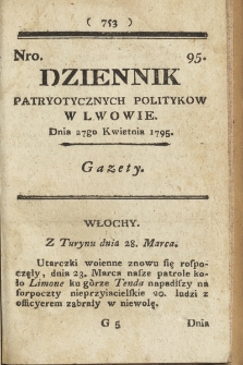 Dziennik Patryotycznych Politykow we Lwowie. 1795, nr 95