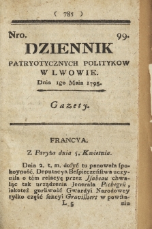 Dziennik Patryotycznych Politykow we Lwowie. 1795, nr 99