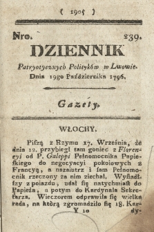 Dziennik Patryotycznych Politykow we Lwowie. 1796, nr 239