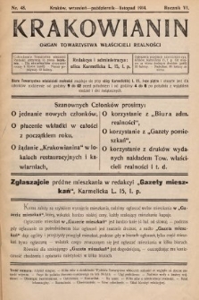 Krakowianin : organ Towarzystwa Właścicieli Realności. R.6, 1914, nr 48