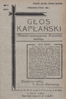Głos Kapłański : miesięcznik poświęcony sprawom duchowieństwa katolickiego. 1928, nr 10-11