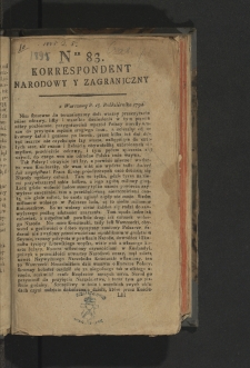 Korrespondent Narodowy y Zagraniczny. 1794, nr 83